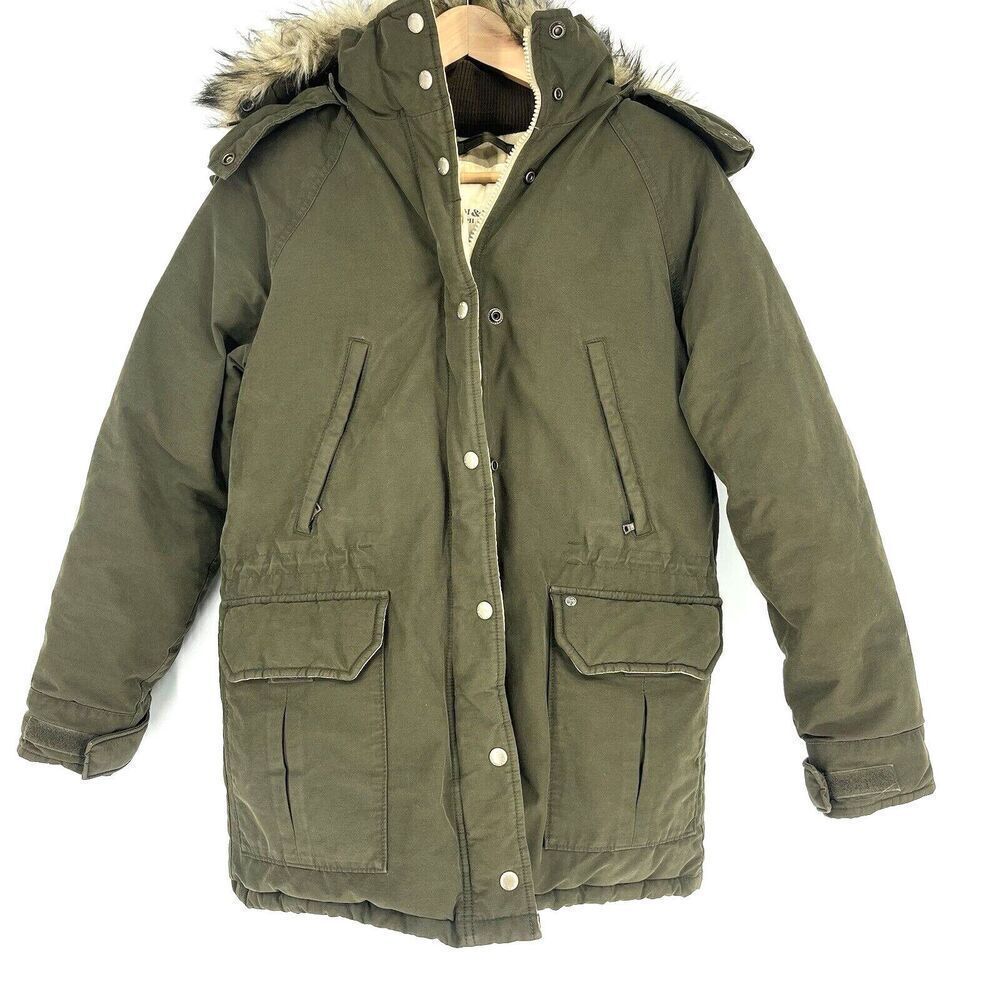 Ralph Lauren Denim Supply Coat Size XS Womens Olive Green Down Fur Trim Hood